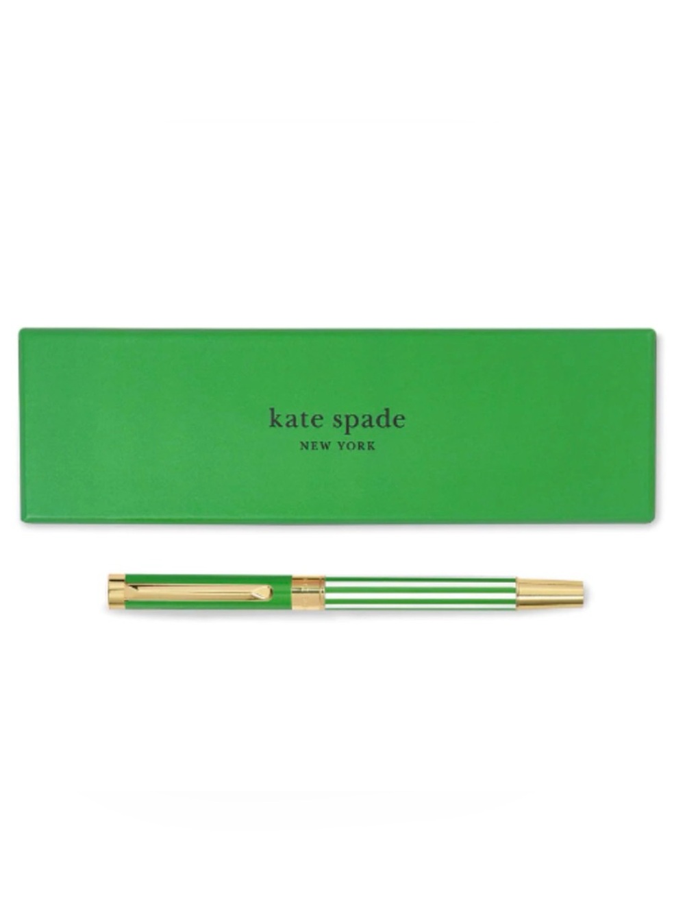 NEW kate spade New York Green Stripe Gold Pen